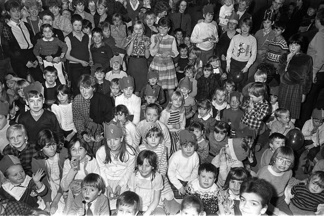 At the Chesterfield Goldwell Rooms, youngsters from the families of striking miners attended a giant Christmas Party in 1984