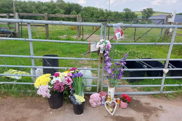 Elaine Tindale Osbone has left fresh flowers at the scene.