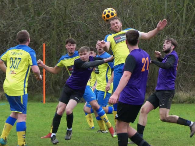 Action from the HKL Division Five game between Tupton (yellow) and Town CFC. All photos by Martin Roberts.