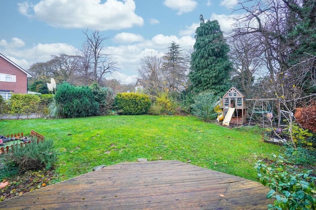 The garden offers a spacious area for children to play in.