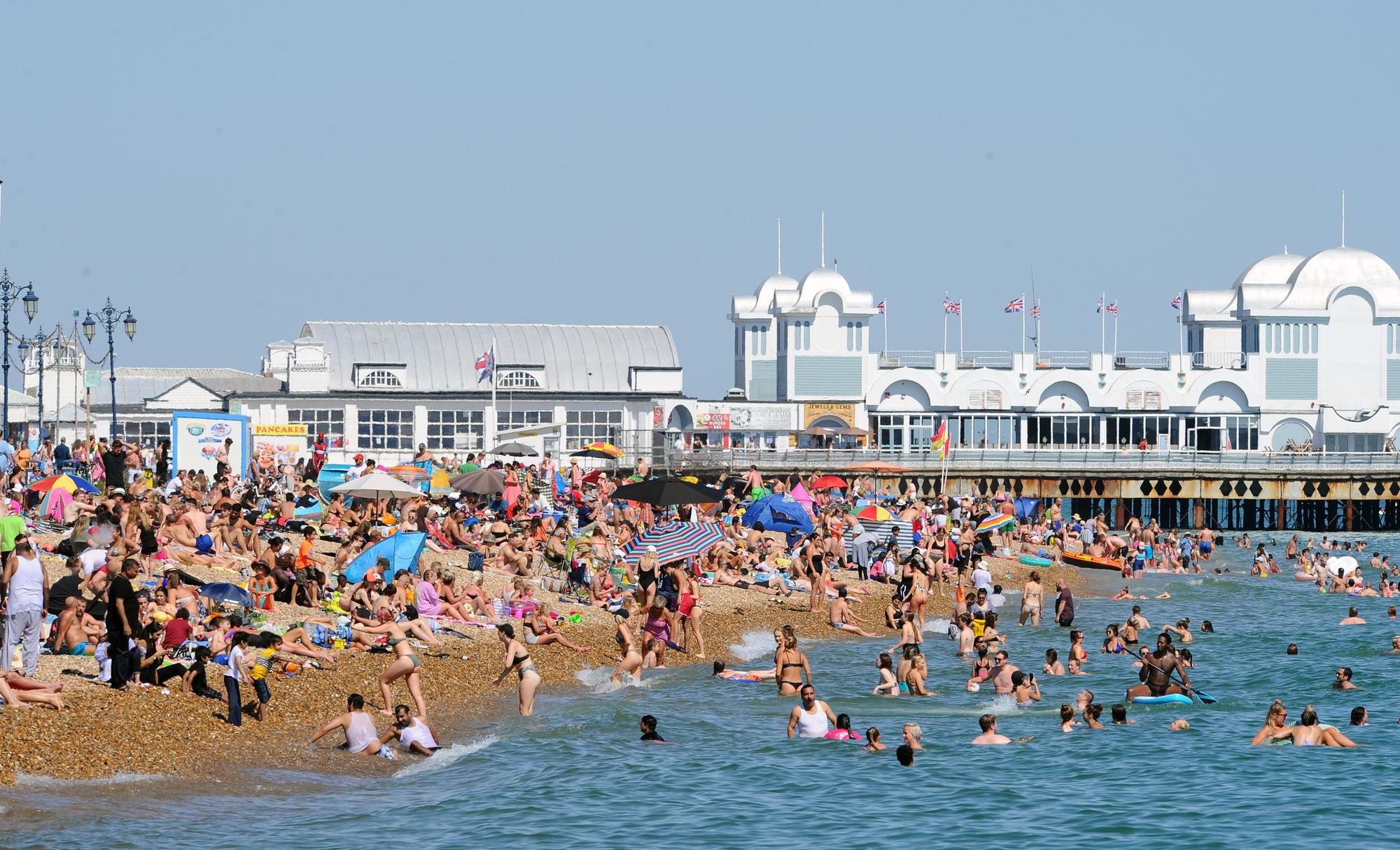 People flocked to the beach on the hottest day of the year so far. Picture: Sarah Standing (250620-5013)