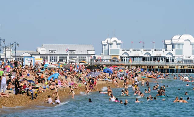 People flocked to the beach on the hottest day of the year so far. Picture: Sarah Standing (250620-5013)