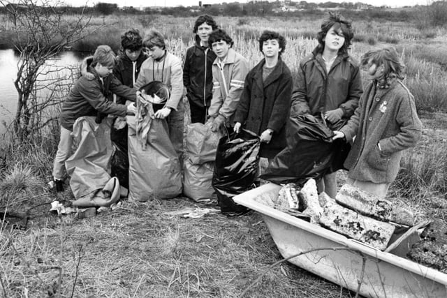 Hedworthfield Comprehensive School students are pictured with some of the rubbish they collected from the Mount Pleasant Marsh, Boldon. Remember this?