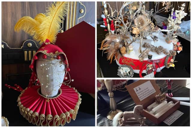 A selection of the work created by Oracles artists for the Christmas display at Bolsover Castle.