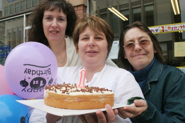 Volunteers Sharon Hill, Julia Norbury and Karen Gregory celebrated the first birthday of the RSPCA's charity shop in Chesterfield in 2007.