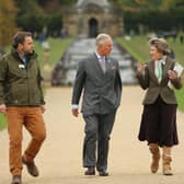The Prince of Wales talks to the Duchess of Devonshire during his attendance at a farming crisis summit at Chatsworth  in 2015. Photo by Tom Maddick/Ross Parry/SWNS.