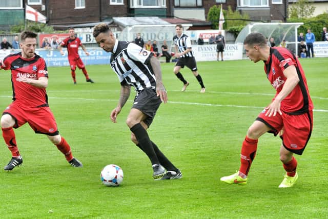 Chorley's Sefton Gonzales looks for a way through.