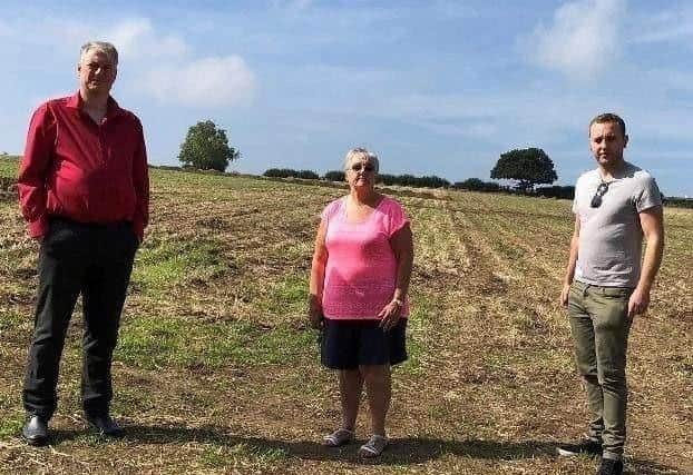 Councillors David Hancock, Pam Windley and Ross Shipman - who opposed to the plans - at the Ankerbold Road site in 2019.