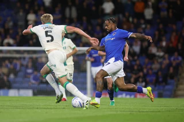 Goal scorer Josh Koroma on the attack against Gillingham