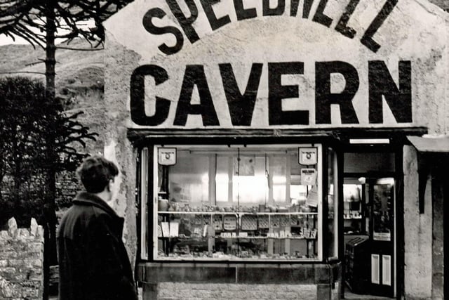 Part-owner Robert Joseph Harrison outside Castleton's Speedwell cavern., March 1963.