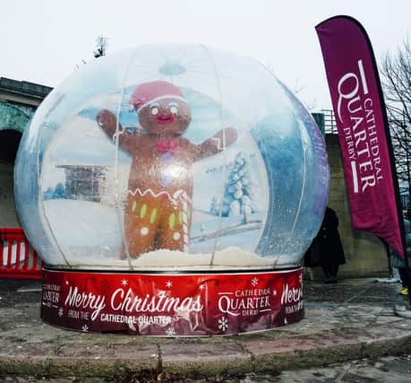Free festive snow globes in Derby have attracted hundreds of visitors (photo: Mark Averill)