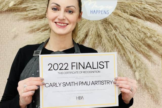 Carly Smith is a finalist in the semi-permanent make-up category of the UK Hair and Beauty Awards.
