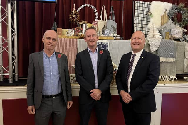 Left to right: Peak District National Park Authority Chair Andrew McCloy, Stephen Vickers, CEO Devonshire Group and Derbyshire Dales District Council CEO Paul Wilson