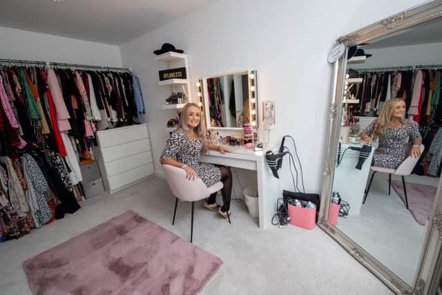 Faye in her dressing room at home at the Ashberry Homes Cherry Meadow development in Hatton.