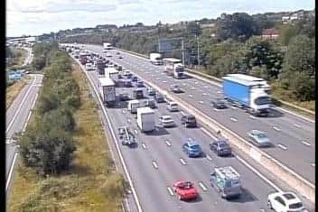 There is currently congestion between southbound between Junction 29A and 29 on the M1 following an oil spill earlier this morning. Credit: Highways England.