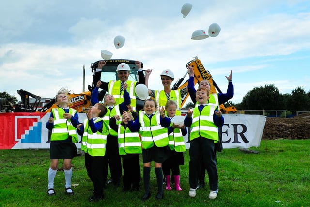 Barnard Grove Primary School in King Oswy held a turf cutting ceremony to mark the beginning of construction work. Pictured with some of the pupils are head teacher Lee Walker and deputy head Janine Thompson.