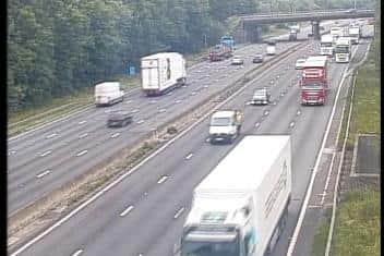 A vehicle has broken down on the M1 northbound between Junction 28 and 29. Credit: Highways England.