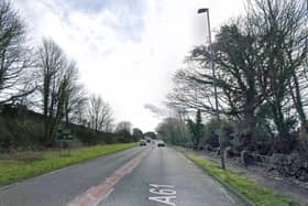A cyclist was taken to hospital following the crash.