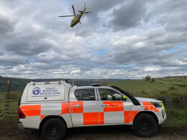 The biker suffered a fall near Castleton and was evacuated to hospital. Credit: Edale MRT