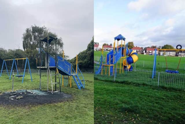 Firefighters from Chesterfield attended a fire involving playground equipment in Badger Park, Brockwell at 1.30am on Friday, October 13.