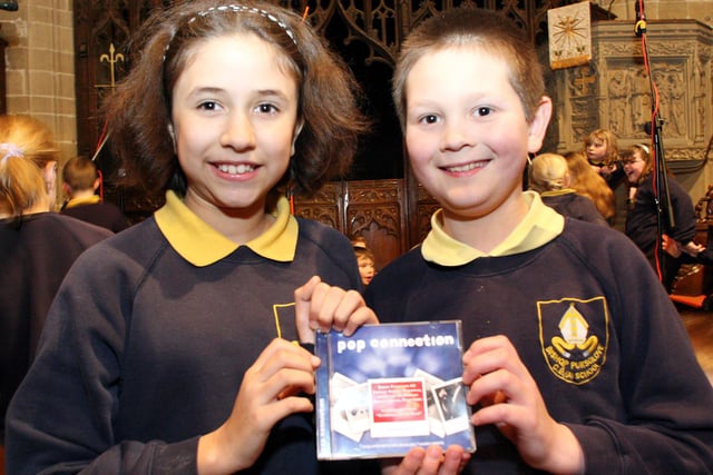 Bishop Pursglove Primary School year six pupils Sophie Quince and Haydn Hatterhall joined 130 other children for the Pop Connection concert at the Cathedral of the Peak in Tideswell in 2009