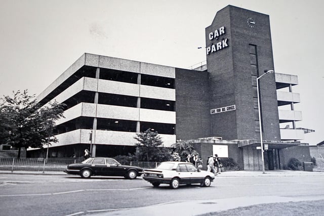 Chesterfield's original Saltergate multi-storey car park seen here in 1991. The structure was demolished and a new car park built on the site, opening in 2019.