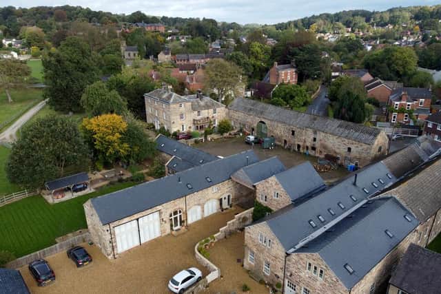 Bird's-eye view of the barn's setting within the former farm's complex.
