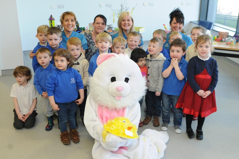 The Bungalow pre-school welcomed the Easter Bunny in this 2015 scene. Can you spot someone you know in this photo?