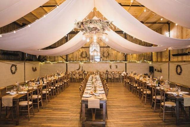 The wedding barn can accommodate up to 100 guests.