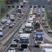 Traffic is queueing on the M1 in Derbyshire this morning due to a broken down lorry on the exit slip road at J28 (image for illustrative purposes only)