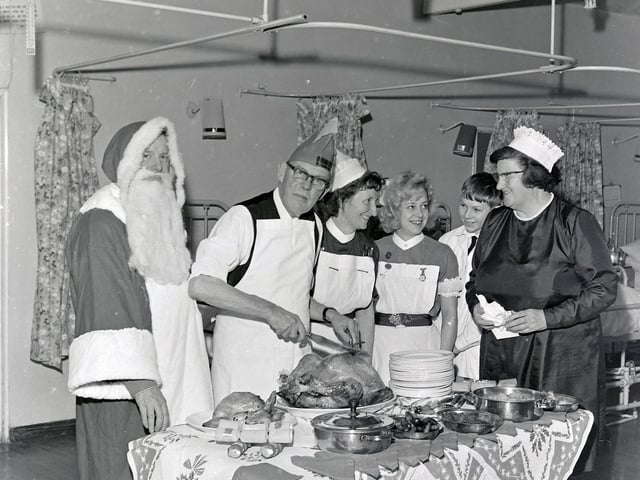 Santa visits Ripley Hospital on Christmas day, December 1970.
