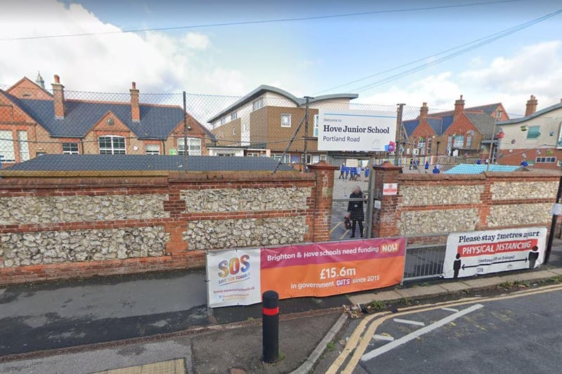 Hove Junior School in Brighton and Hove has 17 classes with 31+ pupils in it. This means 540 pupils are in larger classes and taught by one teacher.