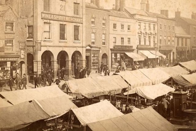 Market Place and High Street in 1885.