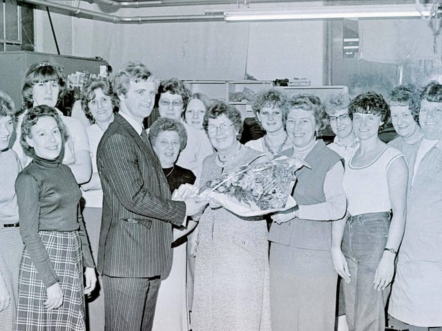 Long service presentation at Morleys, Heanor, December 1981.