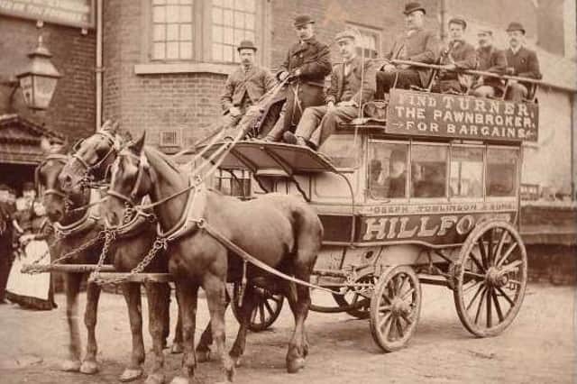 A horse-drawn bus in Sheffield. Image: Picture Sheffield.