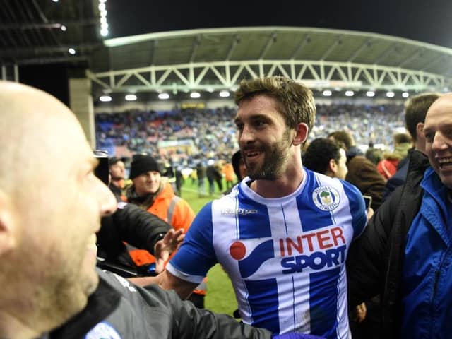 Will Grigg scored a famous winner for Paul Cook's Wigan Athletic against Manchester City in the FA Cup fifth round in February 2018. (Photo by Michael Regan/Getty Images)