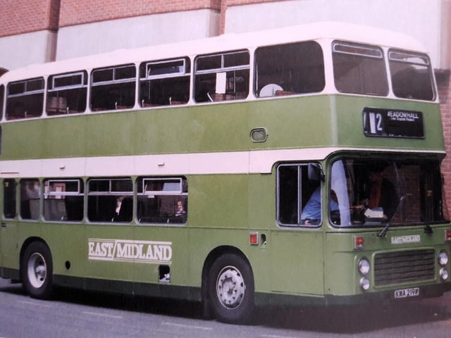 An East Midland double deck bus before the takeover by Stagecoach.