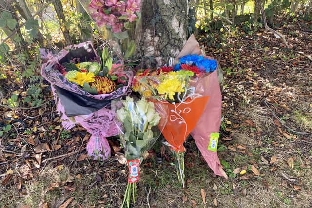Flowers were left at the scene today.