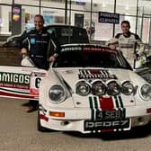 Seb Perez and Gary McElhinney with their classic Porsche.