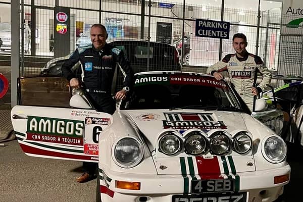 Seb Perez and Gary McElhinney with their classic Porsche.