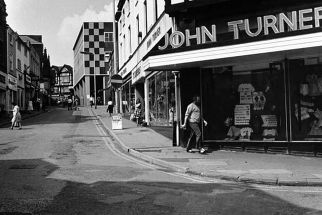 John Turner was a key name in Chesterfield over two centuries.Set up in 1845 as a drapery shop part way up Packers Row. the store eventually moved to  onto the corner of Vicar Lane. The shop in 1986.