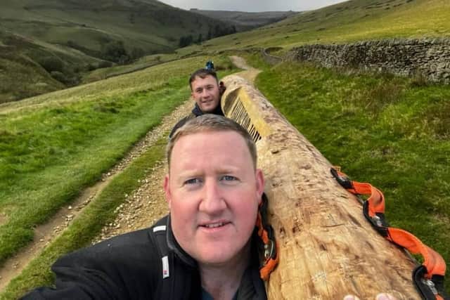 Mark and John have spent several months carrying their log around the Peak District in preparation. (Photo: Contributed)