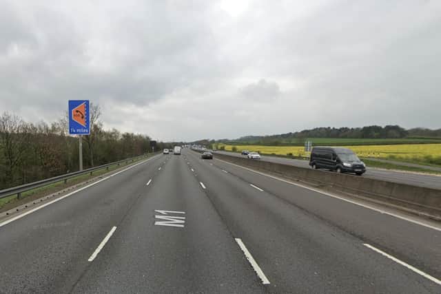 The collision is causing delays on the M1 this afternoon.