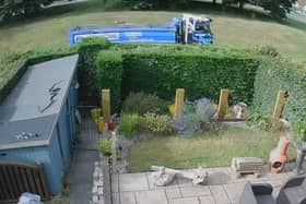 Pictured Is An HGV Passing Within Feet Of A Resident'S Garden, In Inkersall, Near Staveley, Derbyshire. Submitted By Staveley Town Cllr Paul Mann.
