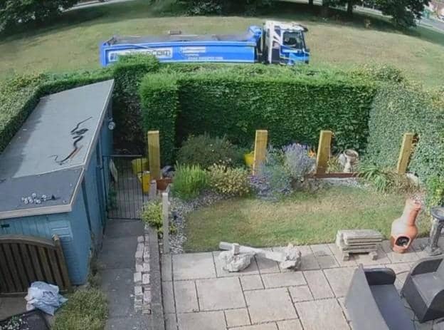 Pictured Is An HGV Passing Within Feet Of A Resident'S Garden, In Inkersall, Near Staveley, Derbyshire. Submitted By Staveley Town Cllr Paul Mann.