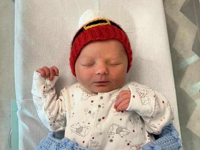 Harrison Parker Niblett was born at King’s Mill Hospital, Sutton, on Christmas Day, at 6.03am, weighing 8lb 11oz.