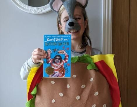 Claire Gilburn writes: "Isaac age 9 as the Ratburger by author David Walliams."