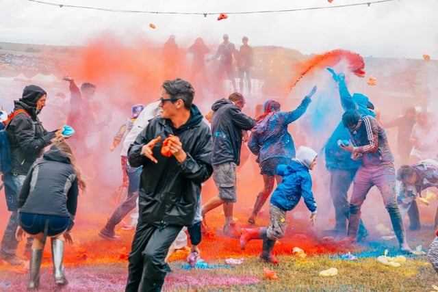 Coats of many colours emerge from this lively activity at the 2019 festival, snapped by Andy Hughes.