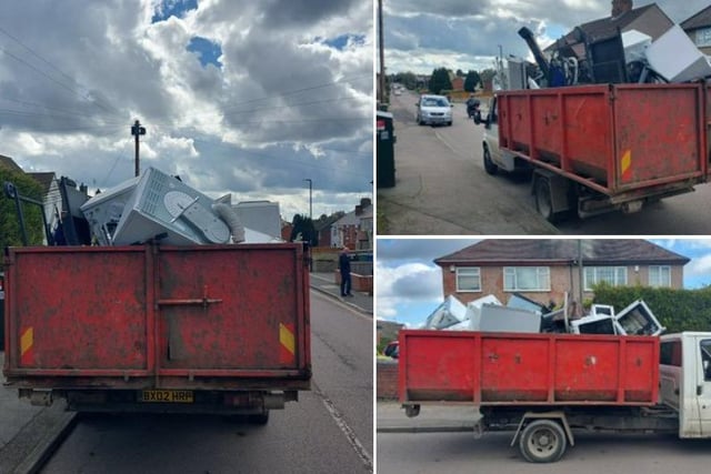 After stopping the dangerously overloaded vehicle in Brimington police tweeted: "Wonder what caught our eye regarding this one? "It’s dangerous and there are no excuses."