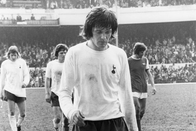 John Duncan leaves the pitch at Highbury after Spurs were beaten 1-0 by Arsenal on 26th April 1975: